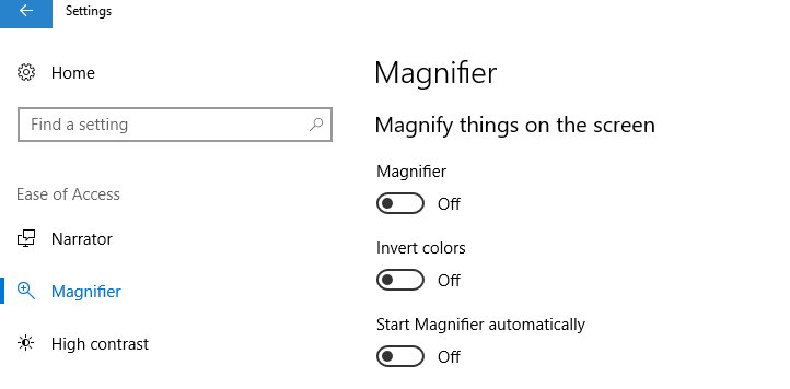 Screen shot of the Magnifcation Settings.